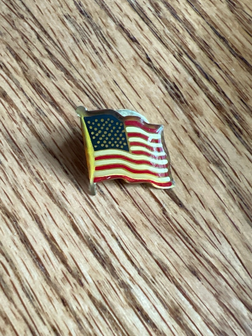 Vintage American Flag Enamel Lapel Pin - Red, White & Blue